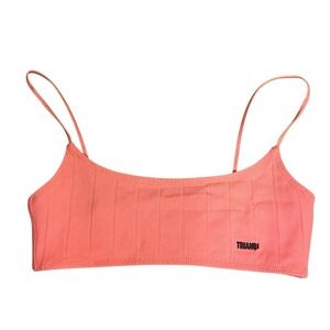 Triangl Ribbed Textured Bikini Top Coral Pink S Neon Beach Designer Swim